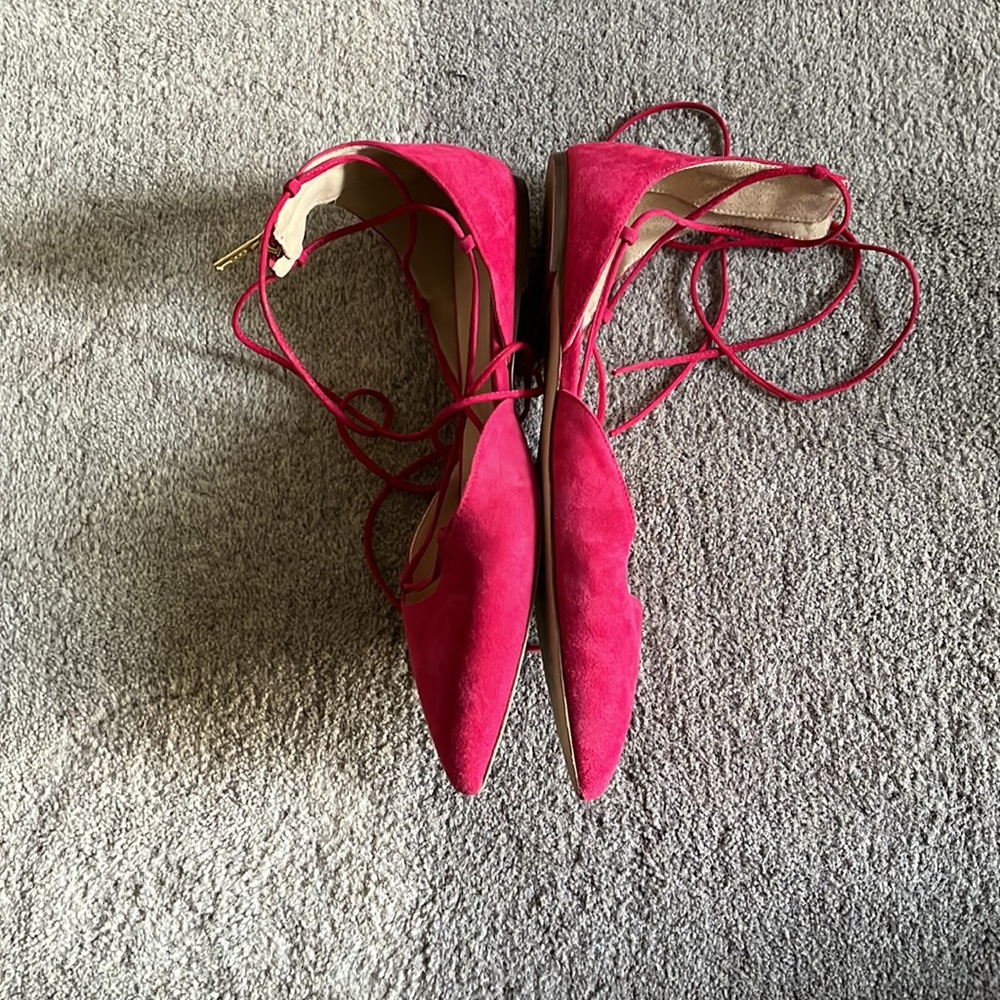 J. Crew Pink Suede Pointed Toe Flats - Picture 3 of 6